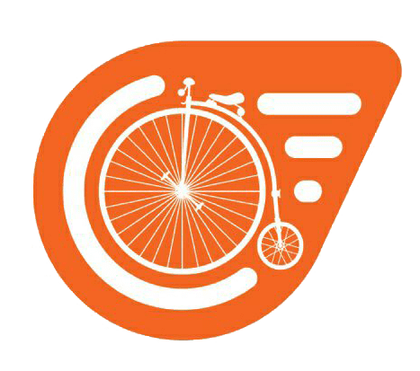 A USA bicycle icon with an orange background.