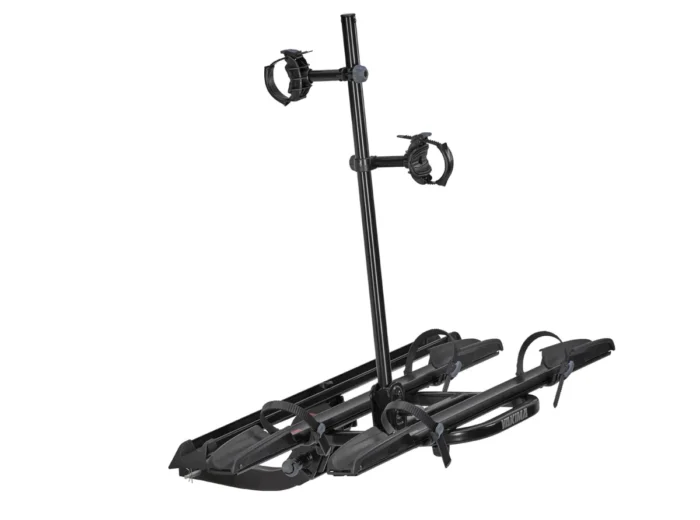 A black YAKIMA ONRAMP EBIKE HITCH RACK on a white background for Ebikes and e-bikes.