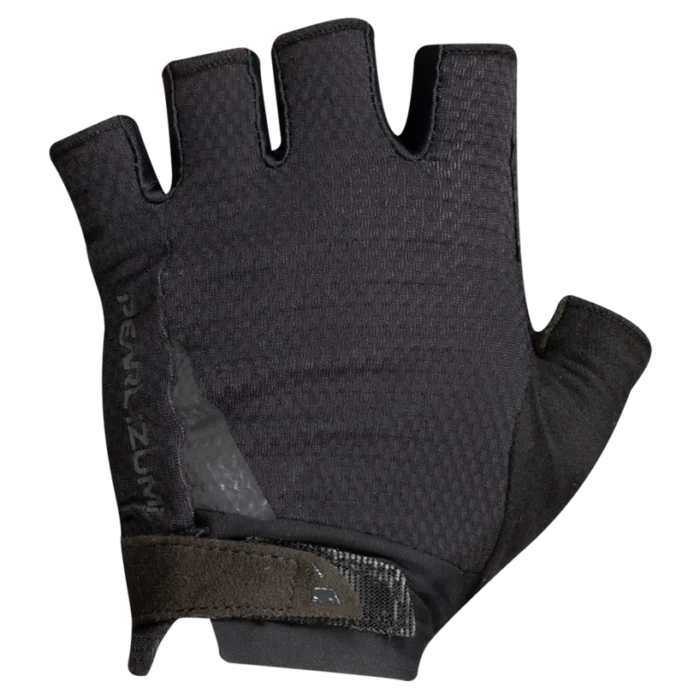 A pair of PEARL IZUMI WOMEN'S ELITE GEL GLOVE black cycling gloves perfect for e-bikes and available in the USA.