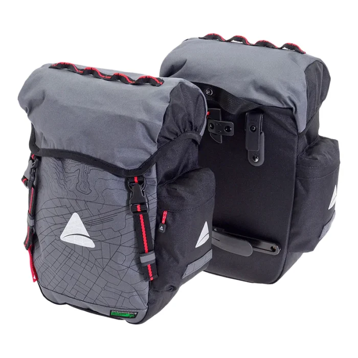 A pair of AXIOM SEYMOUR OCEANWEAVE 22+ PANNIER SET on a white background, perfect for USA adventurers or WA residents.