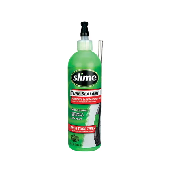 A bottle of SLIME TIRE SEALANT, 16OZ on a white background, perfect for Ebikes and e-bikes accessories.