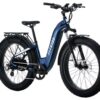 The AVENTURE.2 Step Through Ebike, available in blue and black, is perfect for Babyboomerbikes enthusiasts in the USA.