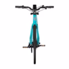 Front view of the Soltera 2.5 Ebike in turquoise, featuring flat handlebars, black pedals, and a single front wheel, set against a plain white background.