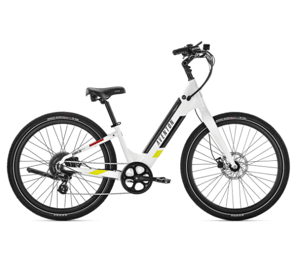 A white and yellow PACE 500.3 Step-Through Ebike on a white background in the USA.