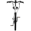 A white bicycle, an ebike, is shown against a white background.