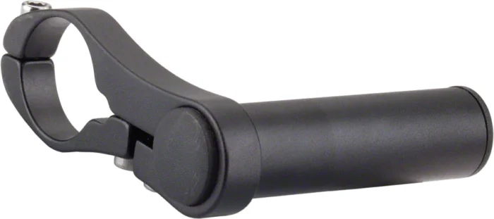 A black plastic holder with a PROBLEM SOLVERS HANDLEBAR ACCESSORY MOUNT 25.4 TO 31.8MM for e-bike accessories.