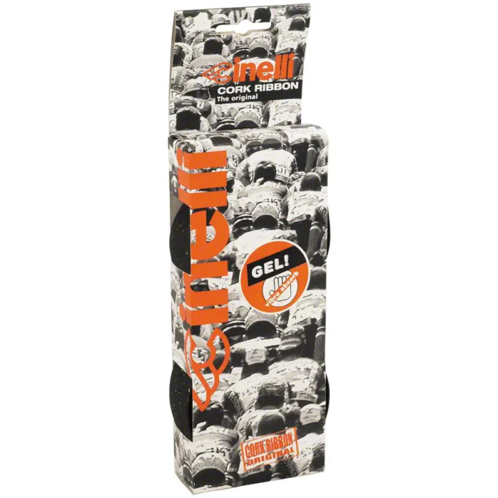 A package of CINELLI RIBBON HANDLEBAR TAPE with a black and orange design, perfect for Ebikes and e-bikes accessories.