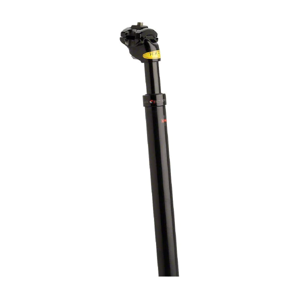 A black KALLOY UNO COMFORT SUSPENSION SEATPOST bicycle with a yellow handlebar, perfect for Babyboomerbikes enthusiasts in the USA.