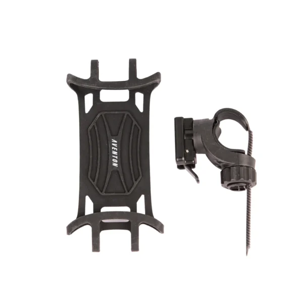 An AVENTON PHONE HOLDER LARGE with a black handlebar mount designed for ebikes and e-bikes.