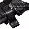 Close-up of Soltera 2.5 Ebike handlebar showing throttle and display. Text overlay: "Class 2, Top Speed 20mph with Throttle.