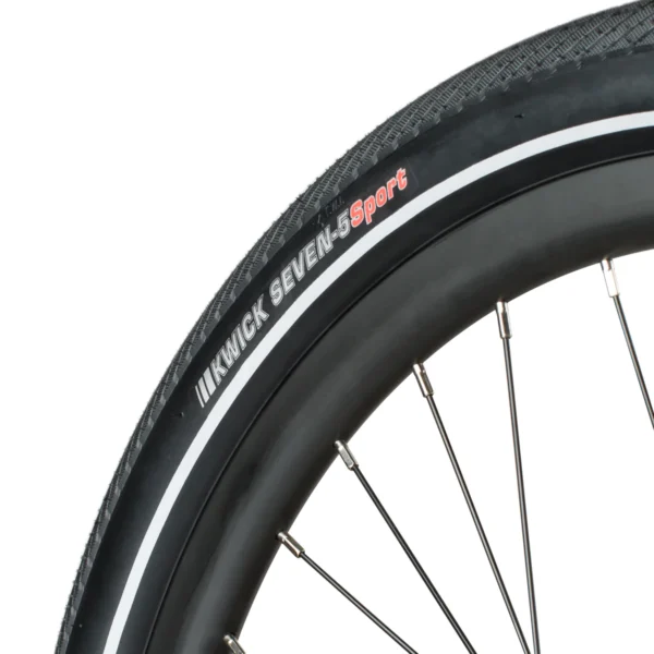 A close up of an AVENTON COMPLETE REAR WHEEL on a white background.