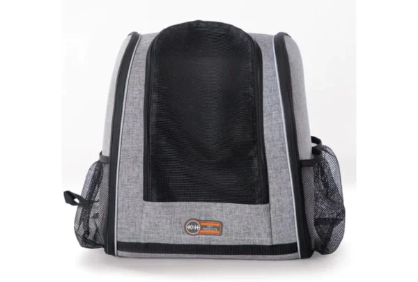 A grey and black K&H PET BIKE BACKPACK with a zippered compartment, ideal for ebikes accessories or Babyboomerbikes.