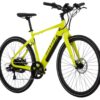 A yellow Soltera.2 Ebike is shown against a white background. Ebikes accessories.