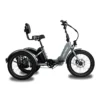 An Electric XP Trike, perfect for Babyboomerbikes enthusiasts, with a black seat.