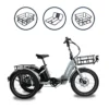 An Electric XP Trike with a basket and accessories.