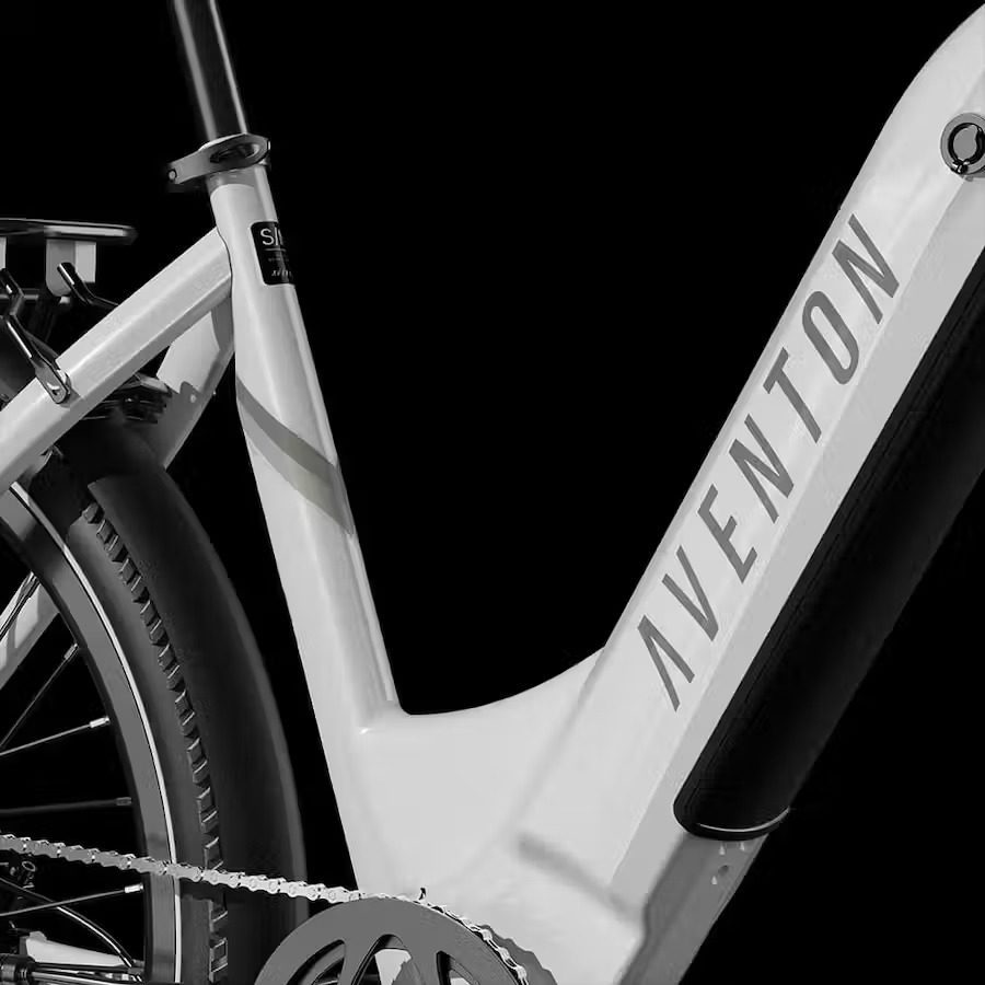 A white aventon bike.