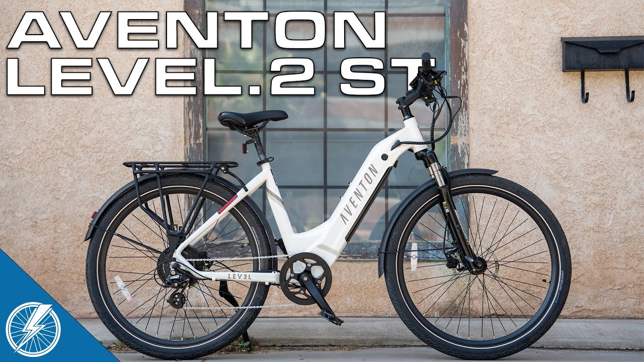 A white e-bike with the words aventon level 2 st.