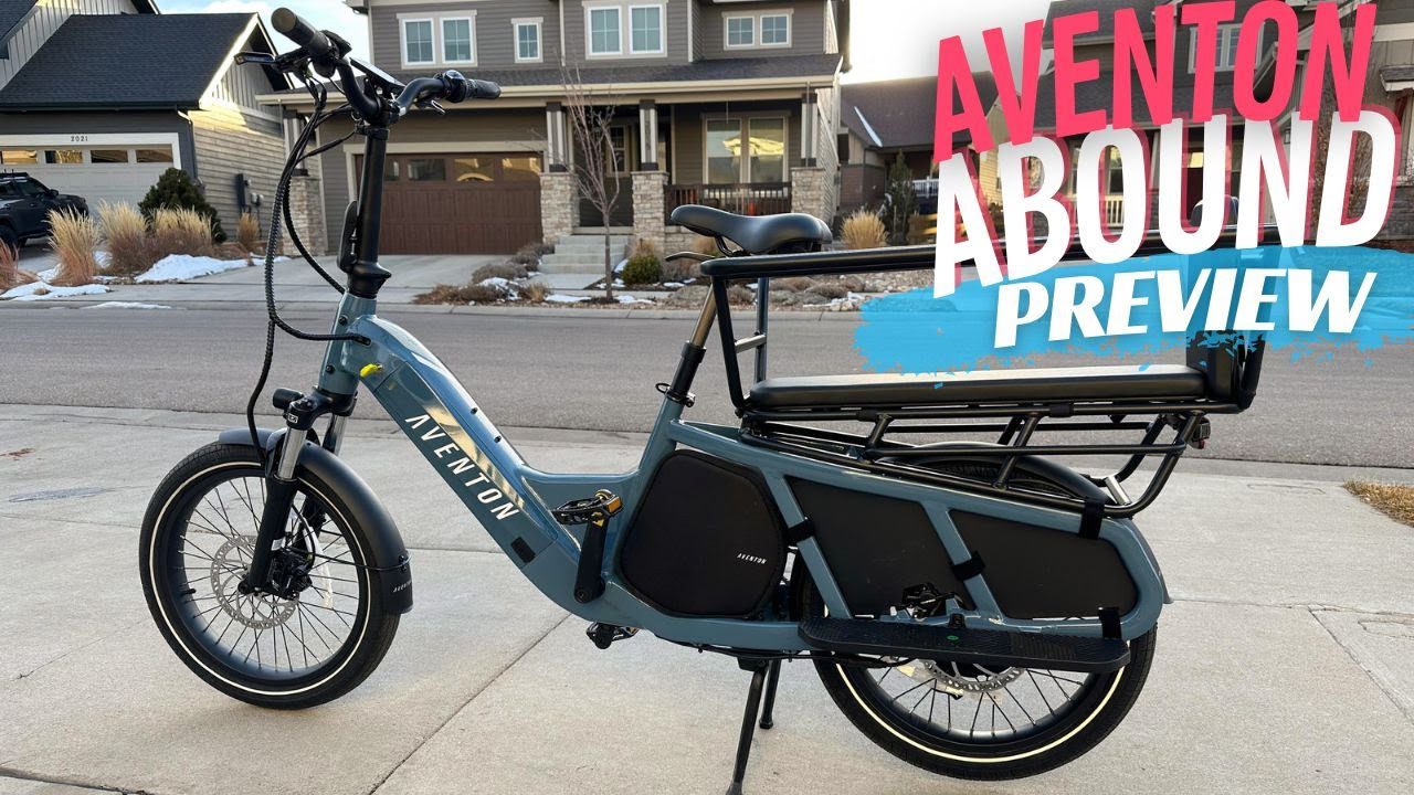 An electric bike with the words "advent" and "preview".