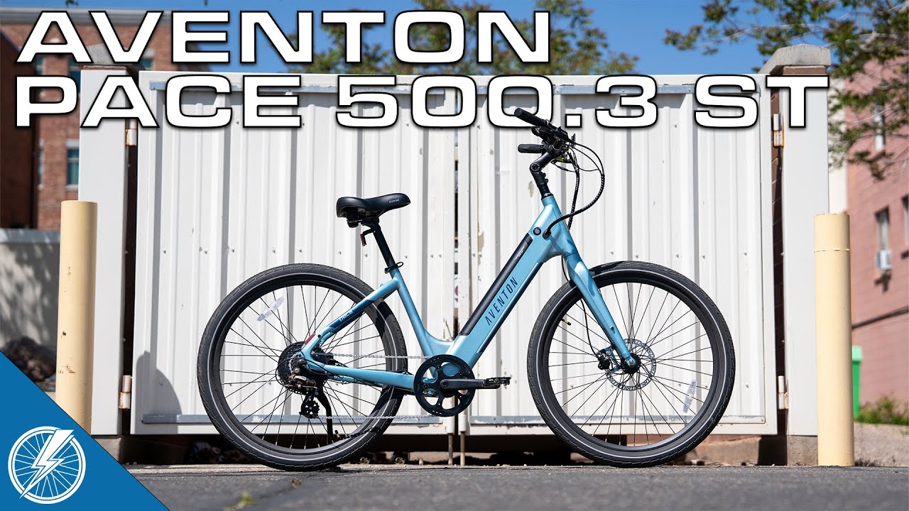 A blue bike with the text aventon pace 5003 st. This e-bike is perfect for riders in the USA, especially those in Washington state.