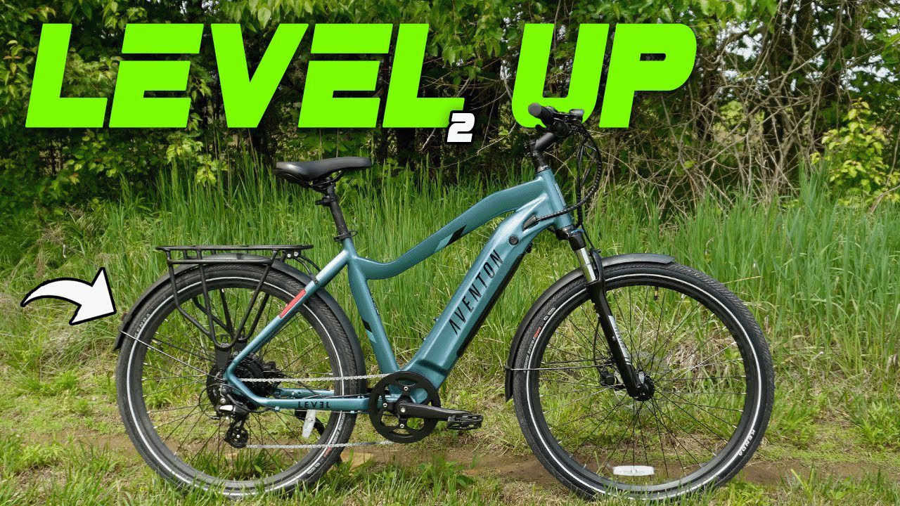 A green e-bike with the words "level up" on it.