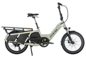 An electric bike with a basket on it, suitable for USA riders.