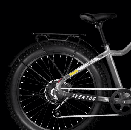 The fat bike is shown against a black background in the USA.