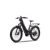 The Segway Xafari Electric Bike in black features wide tires, a front suspension fork, and a rear cargo rack, displayed against a plain white background.