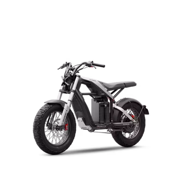 The Segway Xyber Electric Bike features a minimalist frame, chunky tires, and an exposed battery, displayed on a white background.