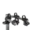 A close-up view of the Beta™ hitch-mounted bike rack featuring two arms, each with adjustable straps to secure bicycles.