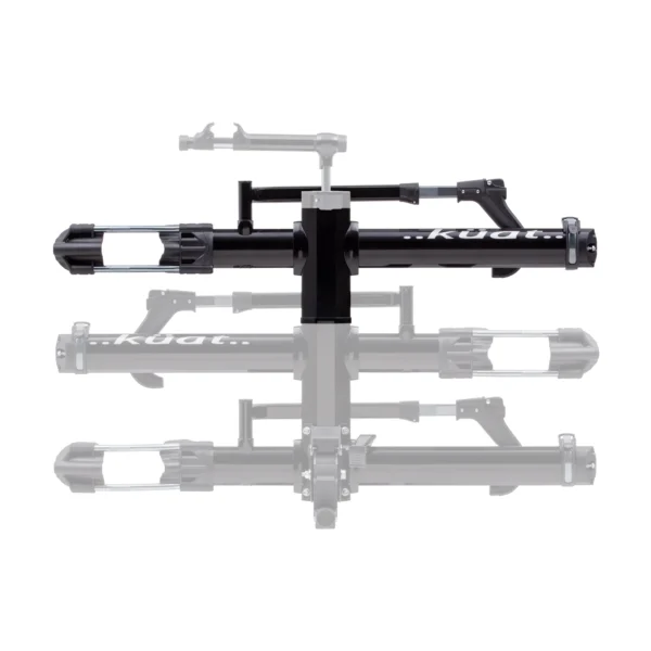 The NV™ 2.0 Add-On bicycle rack, in black and silver, is displayed folded and unfolded against a white background.
