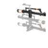 The NV™ 2.0 Add-On bike rack is displayed in black and orange, with a faded duplicate behind it to emphasize its design and structure.