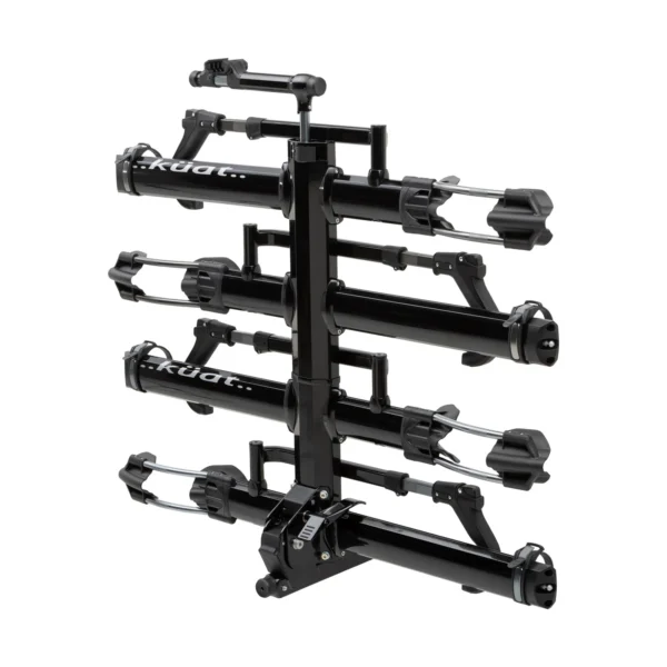 The NV™ 2.0 Add-On is a hitch-mounted rack with adjustable arms and wheel trays, designed to securely transport up to four bicycles on your vehicle.