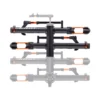 A black and orange NV™ 2.0 Add-On hitch-mounted bicycle rack is displayed against a white background with its reflection visible below.