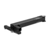 Rectangular black metal hitch receiver with a locking pin and mounting hardware, labeled "Pivot™ v2" on the side.