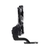 Side view of the Piston® Pro X, a black metal and plastic mechanical device featuring two latch mechanisms, possibly serving as a vehicle seat frame or mounting bracket, shown against a white background.