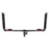The NV™ 2.0 Add-On is a black metal hitch-mounted rack with two upright arms, designed for carrying multiple kayaks or paddleboards on your vehicle.
