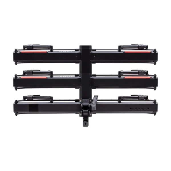 The NV™ 2.0 Add-On is a black hitch-mounted bike rack featuring four horizontal trays, shown from the rear against a white background.