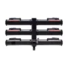 The Piston® Pro X is a black four-bike hitch rack with rectangular trays and red reflective accents, shown from the rear against a white background.