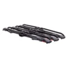 The NV™ 2.0 Add-On is a black metal, hitch-mounted bike rack with red accents that folds when not in use and is designed for transporting up to four bicycles on the back of your vehicle.