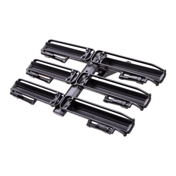 The NV™ 2.0 Add-On, a black metal ski and snowboard roof rack with four adjustable clamps, is displayed from a high angle on a white background.