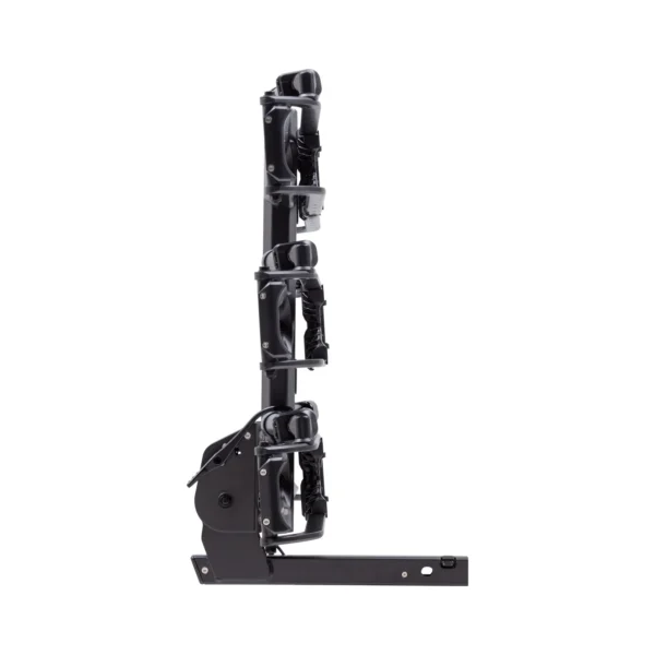The NV™ 2.0 Add-On is a black vertical bike rack with three mounting points and straps, displayed against a white background.