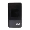 A black rectangular Rack Dock with a central square sensor area and a white logo in the bottom right corner.