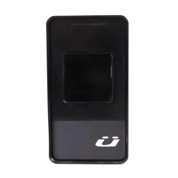 A black rectangular Rack Dock with a central square sensor area and a white logo in the bottom right corner.