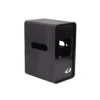 The Rack Dock is a black, rectangular metal enclosure with a slot on one side, a front cutout, and a small white logo at the bottom.