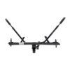 The Sherpa™ 2.0, a black hitch-mounted bike rack with adjustable arms and wheel trays, is shown from the front against a white background.
