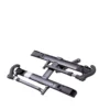 The Sherpa™ 2.0, a black and silver platform-style hitch bike rack, is shown on a white background in its folded position for storage or transport.