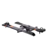 The Sherpa™ 2.0 is a black and orange platform-style hitch bike rack with two wheel trays and adjustable arm supports, shown on a white background.