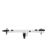 The Sherpa™ 2.0 is a silver, horizontal bike rack with black mounting straps, shown from the rear and designed to attach to your vehicle's hitch.