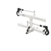 The Sherpa™ 2.0 is a white Küat bike rack with two wheel cradles and adjustable arms, made for mounting on a vehicle hitch.