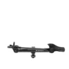 A black Transfer™ v2 bike rack arm with a wheel cradle and tightening knob, isolated on a white background.